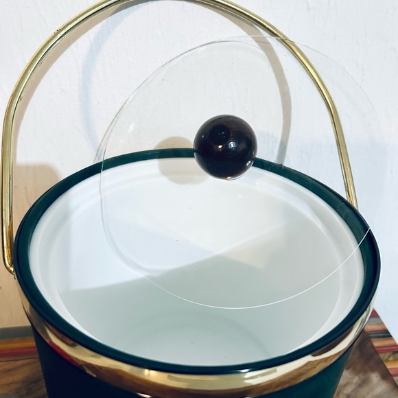 VINTAGE ANTIQUE RETRO ELEGANCE BY KRAFTWARE GREEN GOLD ACCENTS ICE BUCKET - Picture 7 of 11